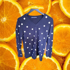 Tommy Hilfiger V Neck Sweater‎ Blue with White Dots